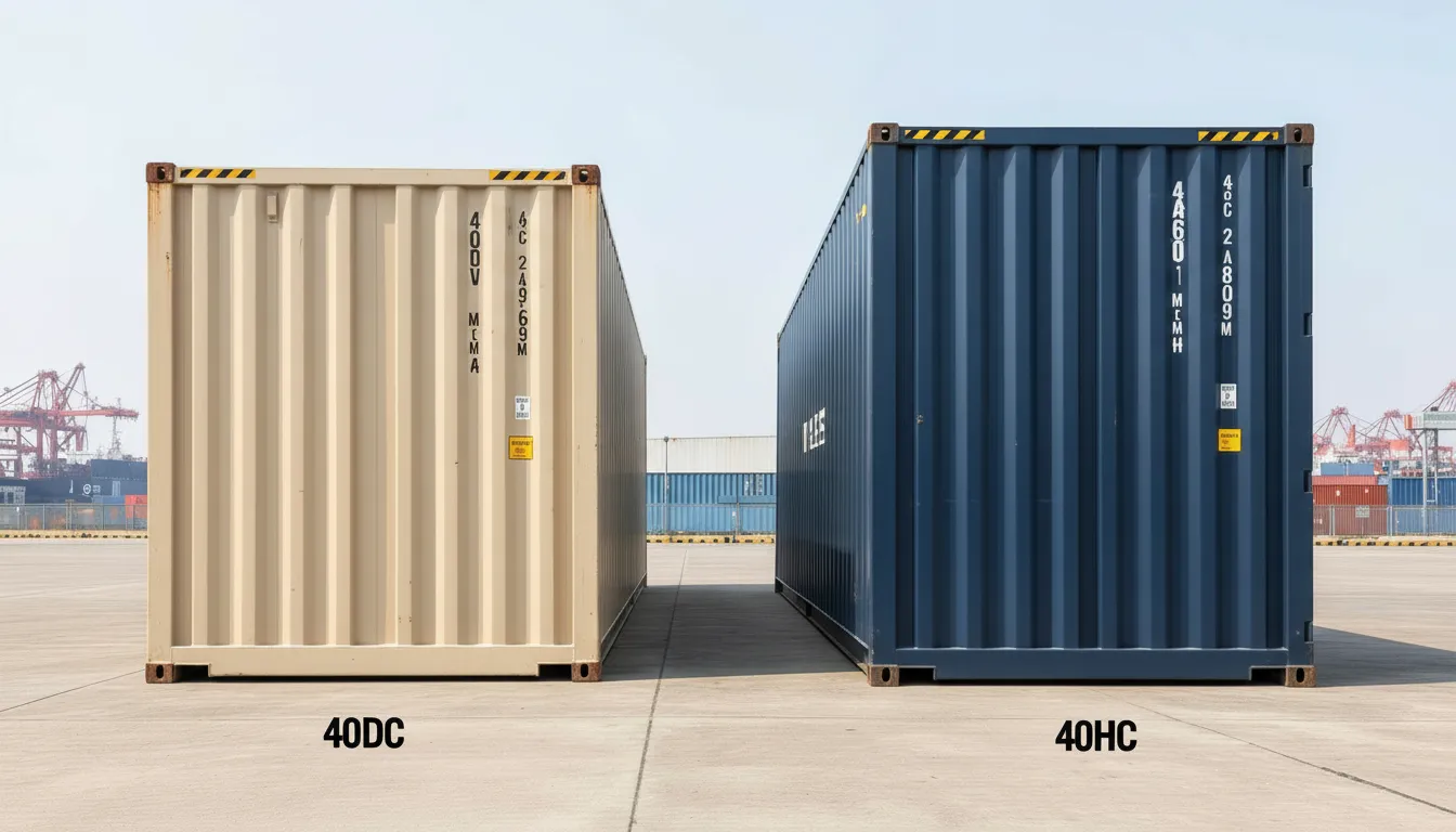 Höhenvergleich 40ft-Standardcontainer und 40ft High Cube im realen Maßstab
