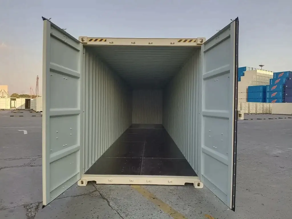 40ft High Cube container – open doors, brand new RAL1015
