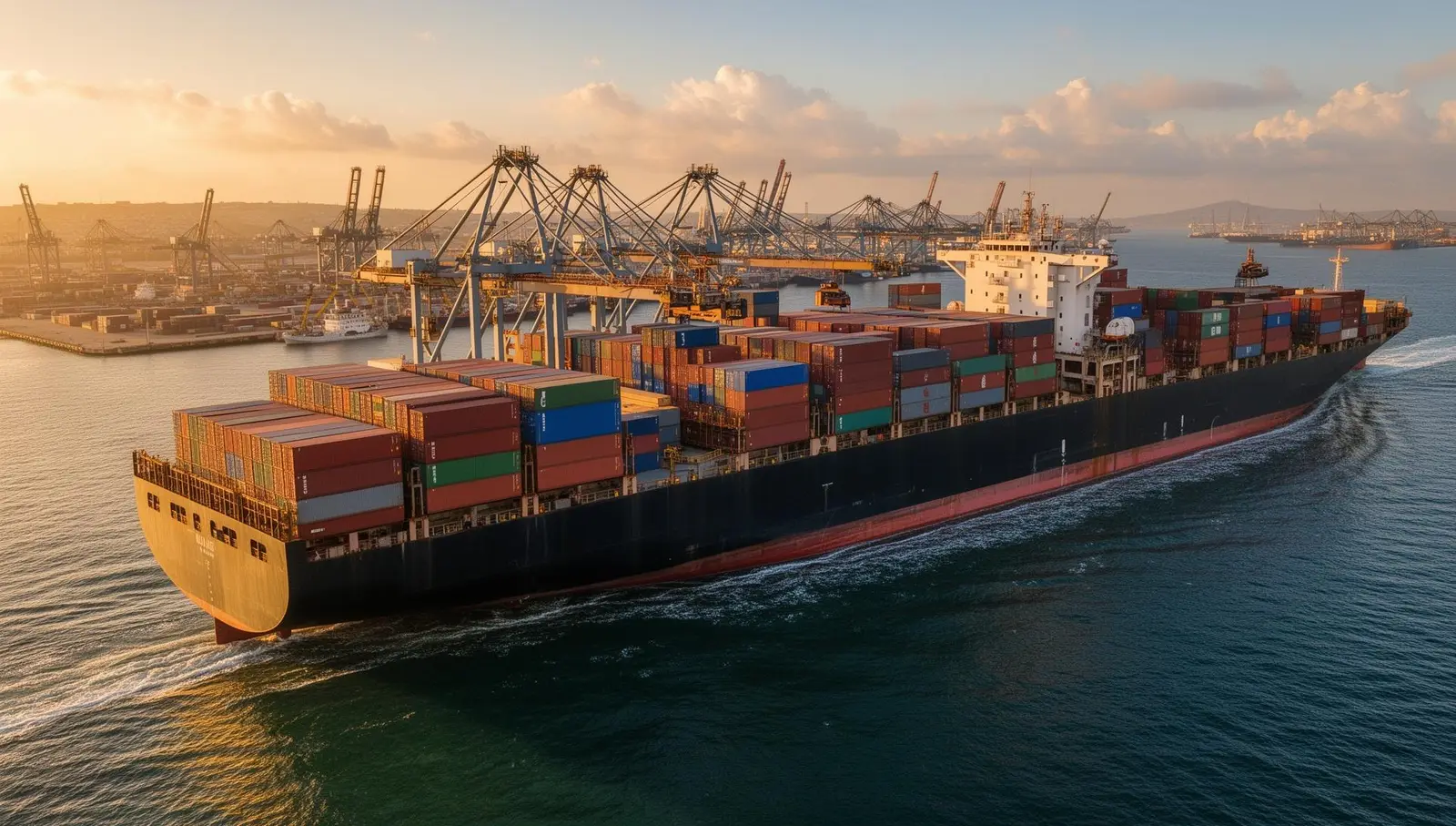 Container ship at port