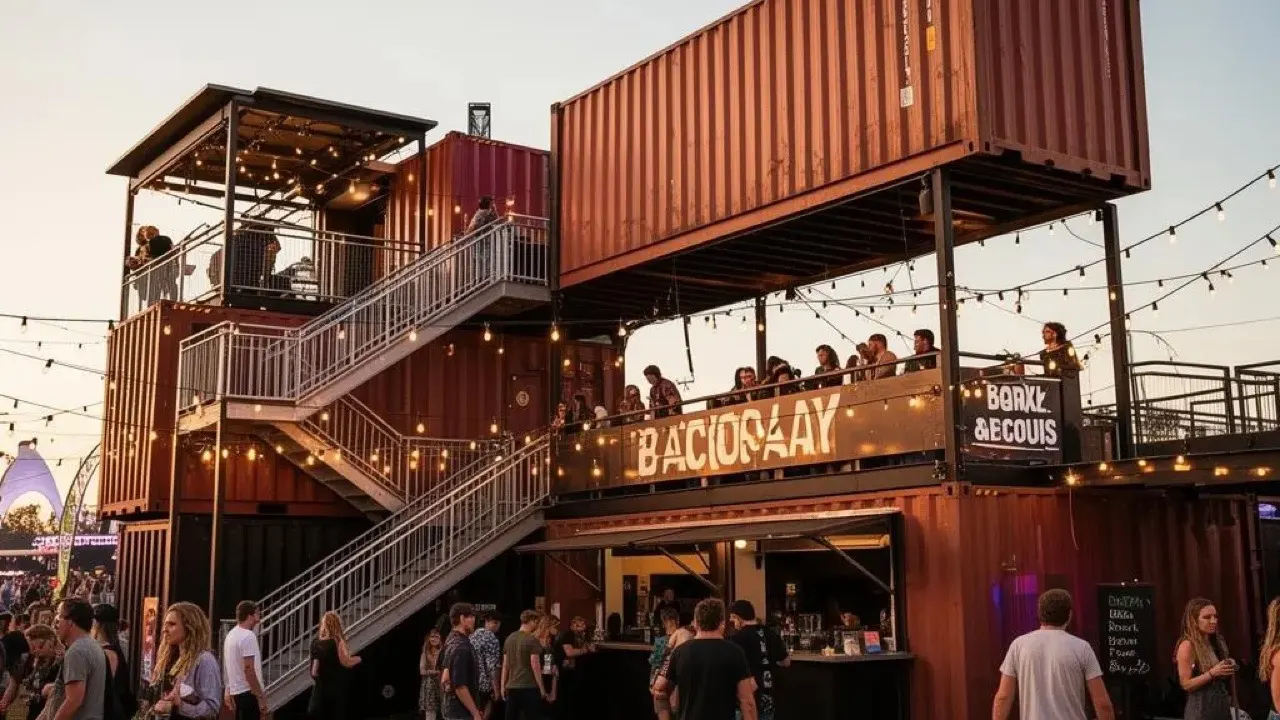 Container restaurant and bar with a terrace